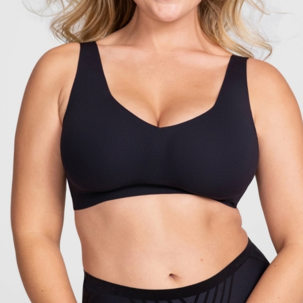 Honeylove Softform Black Wireless V-Neck Bra Seamless Sculpting Size 3X